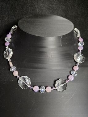 Kunzite, Amethyst And Crystal Necklace